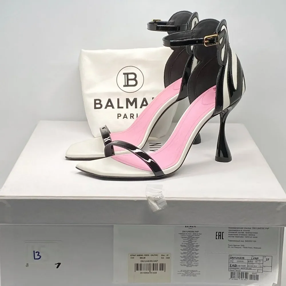 Balmain Eden 95MM Colorblocked Patent Leather Sandals size 37